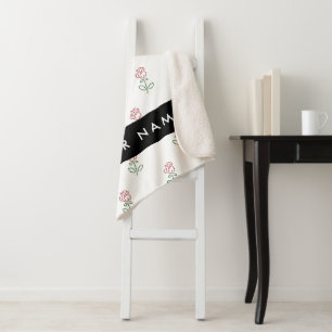 Rote Rosen, Muster von Rose, Ihr Name Sherpadecke