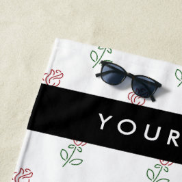 Rote Rosen, Muster von Rose, Ihr Name Strandtuch