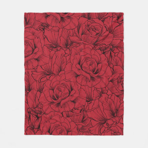 rote Rosen nahtlos Fleecedecke