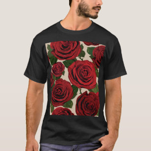 Rote Rosen: Nahtlose, blumengeschmückte Umgebung T-Shirt