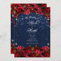 Rote Rosen Navy Blue Gold verzauberte Blumenhochze