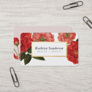 ROTE ROSEN Öko florale stilvolle Vintage Bouquet Visitenkarte