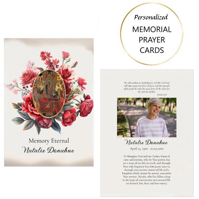 Rote Rosen Orthodoxes Foto Beerdigungskarte Platzkarte (Von Creator hochgeladen)