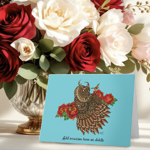 Rote Rosen Owl Blue Karte