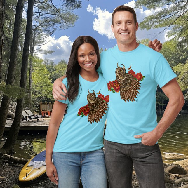 Rote Rosen Owl Blue T-Shirt (Von Creator hochgeladen)