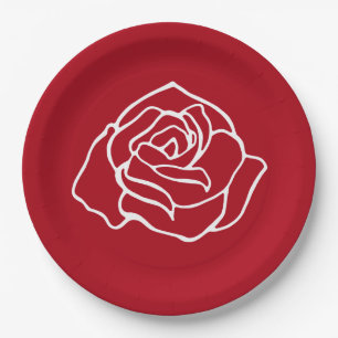 Rote Rosen-Papierteller Pappteller