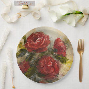 Rote Rosen Pappteller