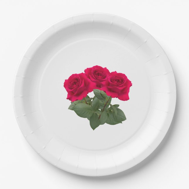 Rote Rosen Pappteller (Vorderseite)