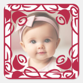 Rote Rosen Personalisiert Foto Square Sticker