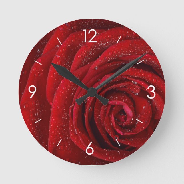 Rote Rosen Personalisiert Runde Wanduhr (Vorderseite)