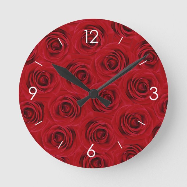 Rote Rosen Personalisiert Runde Wanduhr (Vorderseite)