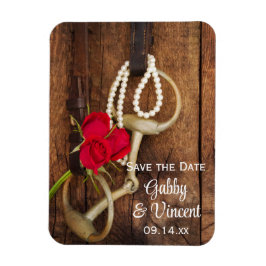 Rote Rosen Pferdchen Land Hochzeit Save the Date Magnet