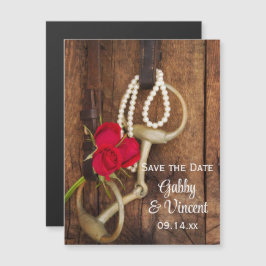 Rote Rosen Pferdchen Land Hochzeit Save the Date Magneteinladung