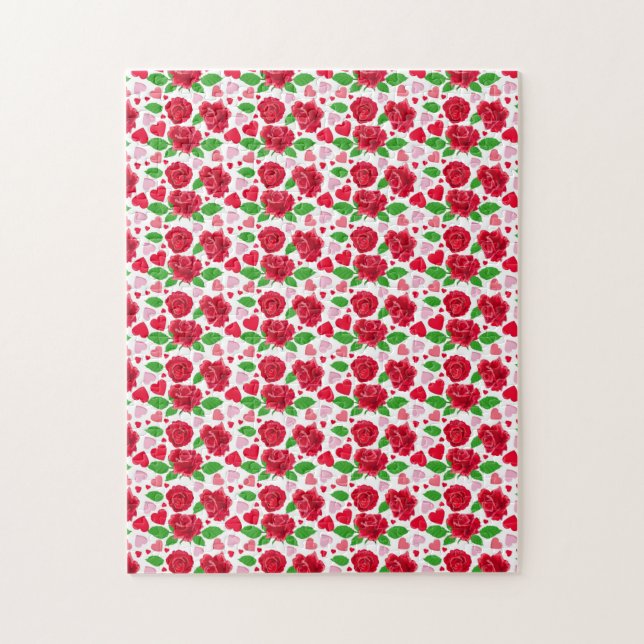Rote Rosen Pink Hearts Happy Valentines Day Puzzle (Vertikal)