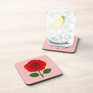 Rote Rosen-Plastik-Unterlage Getränkeuntersetzer