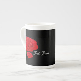 Rote Rosen Prozellantasse