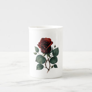 Rote Rosen Prozellantasse