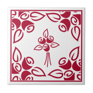 Rote Rosen Quadrat Motiv Keramikfliese