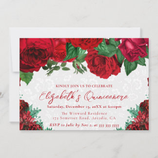 Rote Rosen Quinceanera Einladung