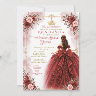 Rote Rosen Quinceañera-Einladung Einladung