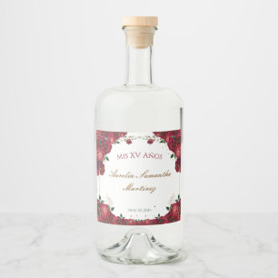 Rote Rosen Quinceañera Liquor Flaschen Etiketten