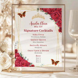 Rote Rosen Quinceanera XV Geburtstagsmenü Bar