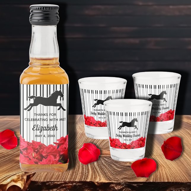 Rote Rosen Race Horse Derby Polterabend Schnapsglas (Shot glasses and liquor bottle labels sold separately in our collection.)