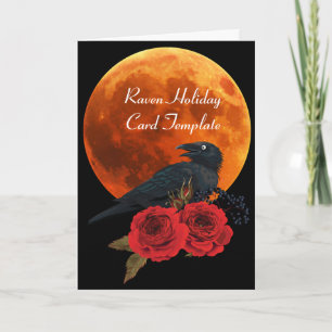 Rote Rosen Raven Moon Halloween Cards Karte