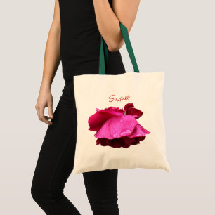 Rote Rosen-Regentropfen Florale Personalisierte Tragetasche