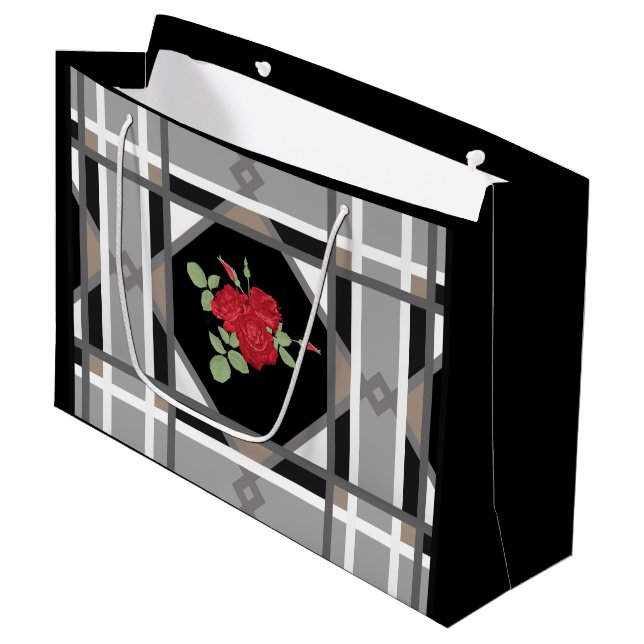 Rote Rosen, Retro Große Geschenktüte (Vorderseite Schrägansicht)