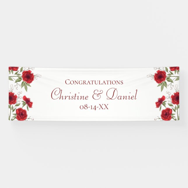 Rote Rosen Romantische Hochzeit Banner (Horizontal)