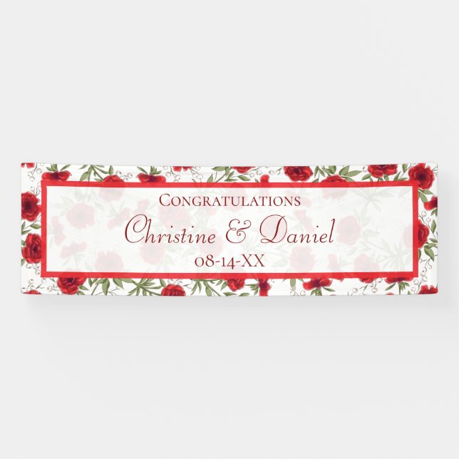 Rote Rosen Romantische Hochzeit Banner (Horizontal)
