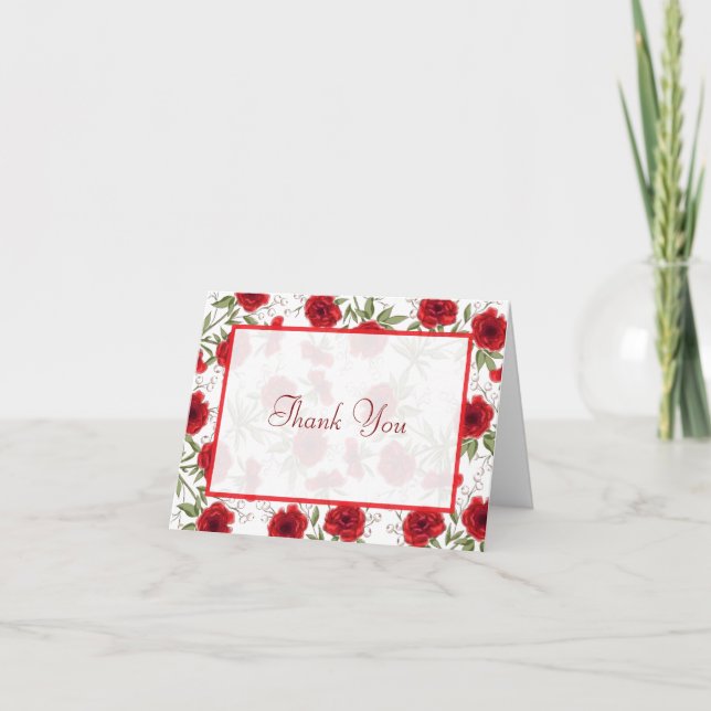 Rote Rosen Romantische Hochzeit Danke Karten (Vorderseite)