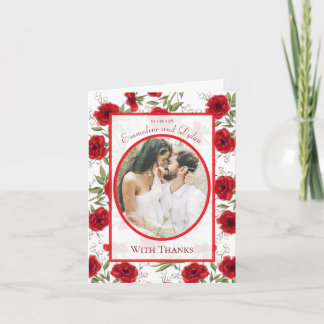Rote Rosen Romantische Hochzeit Danke Karten Foto
