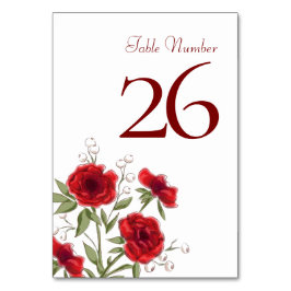 Rote Rosen Romantische Hochzeit Tischnummer