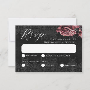 Rote Rosen Romantische Viktorianisch-Gotische RSVP Karte