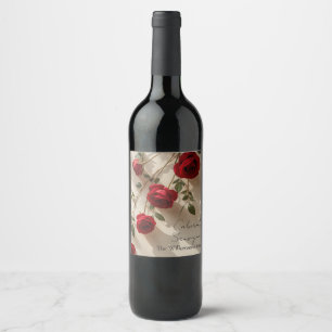 Rote Rosen Romantischer benutzerdefinierter Name Weinetikett