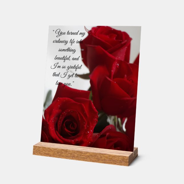 Rote Rosen Romantischer Spruch Acrylschild (Winkel)