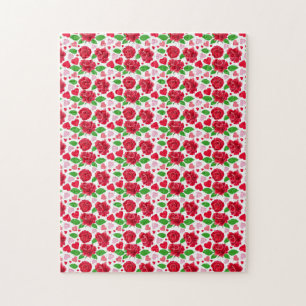 Rote Rosen rosa Herzen Frohen Valentinstag Puzzle