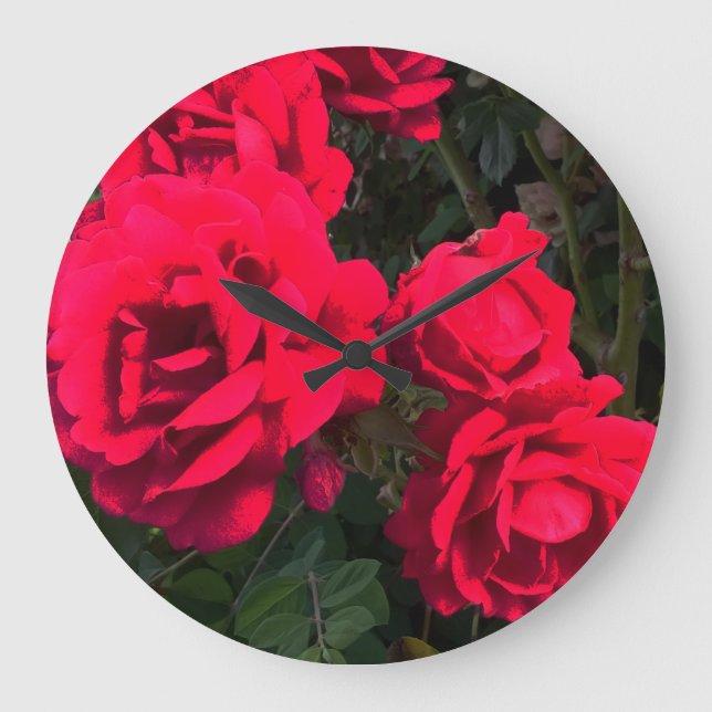 rote Rosen Rosarium Große Wanduhr (Vorderseite)
