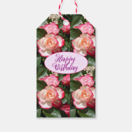 Rote Rosen Rose Weißer Blume Hütte Gartenanlage Geschenkanhänger