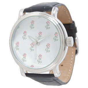 Rote Rosen, Rosenmuster, Blumen Armbanduhr
