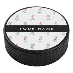 Rote Rosen, Rosenmuster, Ihr Name Eishockey Puck