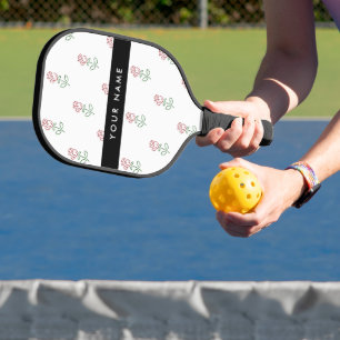 Rote Rosen, Rosenmuster, Ihr Name Pickleball Schläger