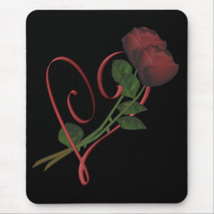 Rote Rosen Rotes Herz Blume Mousepad