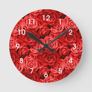 Rote Rosen Runde Wanduhr