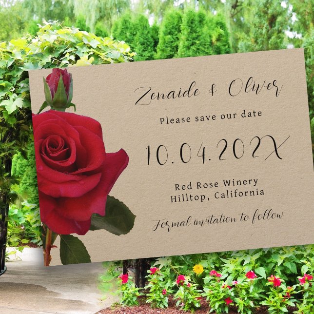 Rote Rosen Rustic Kraft Speichern Sie die Datumska Save The Date (Von Creator hochgeladen)