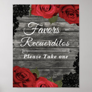 Rote Rosen Rustikale Gastgeschenk Hochzeit Poster