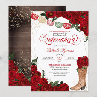 Rote Rosen Rustikaler Western Charro Boots Quincea Einladung