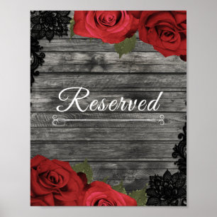 Rote Rosen Rustikales Black Lace Hochzeit vorbehal Poster